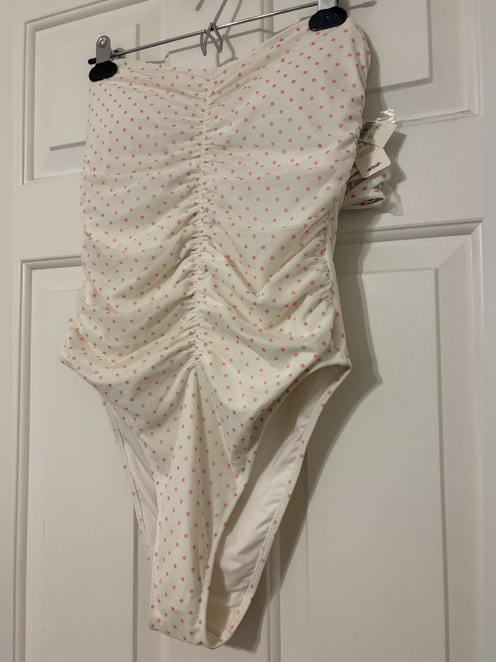 Aerie Ruched Bandeau Mesh One Piece Swimsuit